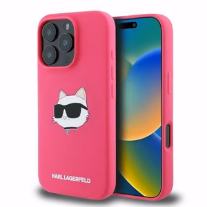 KARL LAGERFELD Silikoninen Choupette Head Print MagSafe Suojakuori KLHMP16XSCHPPLF iPhone 16 Pro Max:lle - Fuksia