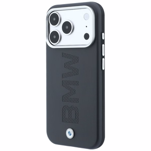 BMW Sign Centered Deboss -suojakuori laitteelle iPhone 18 Pro Max / 17 Pro Max, MagSafe-yhteensopiva – harmaa