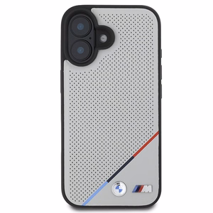 BMW M Perforated Tricolor Line MagSafe Suojakuori iPhone 16:lle - harmaa