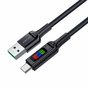 Acefast C7-04 USB-A USB-C 60W 1.2m kaapeli näytöllä - musta
