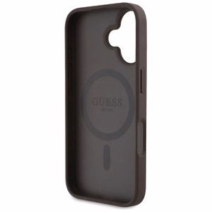 Guess HC MagSafe PU 4G Circle Classic Logo Suojakuori iPhone 16:lle - ruskea