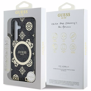 Guess HC Magneettinen IML Peony on 4G Background Suojakuori Samsung Galaxy S25:lle musta