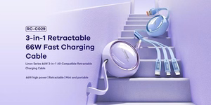REMAX kaapeli LINON SERIES 66W 3in1 USB-C/Micro/Lightning RC-C029 violetti