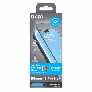 SBS Anti Blue koko näytön peittävä karkaistu suojalasi mallille iPhone 18 Pro Max, sinivalosuodattimella