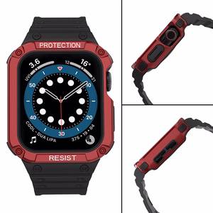 Protect Strap Band for Apple Watch 38/40/41mm Armored Case Strap - musta, punainen
