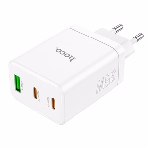 Puhelinlaturi Hoco 2 x USB C + USB A QC3.0 PD 3A 35W N33 valkoinen