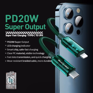 WEKOME WDC-181 Vanguard Series USB-C–Lightning-lataus- ja datakaapeli, 1 m, PD 20 W, vihreä