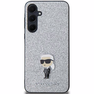Karl Lagerfeld Fixed Glitter Ikonik Logo Metal Pin Suojakuori Samsung Galaxy A35:lle - hopeinen