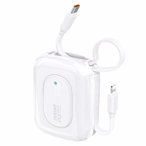 Dudao K32 22.5W 10000mAh Varavirtalähde Sisäänrakennetulla USB-C / Lightning Kaapelilla - Valkoinen