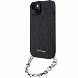 Karl Lagerfeld KLHCP14SSACKLHPK iPhone 14 6.1 musta/musta kovakuori Saffiano Monogram Chain