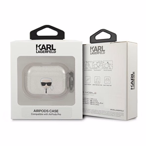 Karl Lagerfeld KLAPUKHGS AirPods Pro -suojakuori hopea Glitter Karl's Head