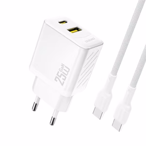 Dudao A26TCEU PD QC 25W GaN USB-A USB-C seinälaturi USB-C kaapelilla - valkoinen