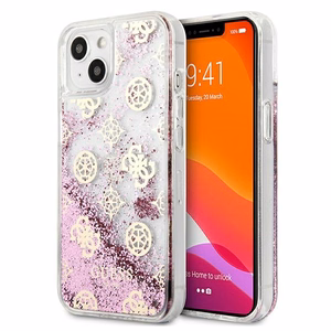 Guess GUHCP13SLGPEPI iPhone 13 mini 5.4" vaaleanpunainen/vaaleanpunainen kovakotelo Peony Liquid Glitter