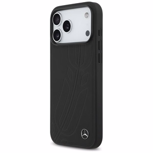 Mercedes Nahkainen Large Laurel Leave MagSafe Suojakuori iPhone 17 Pro Max:lle - musta