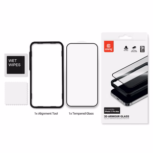 Crong 3D Armor Glass tempered-glass screen protector for iPhone 17 Pro Max, with installation frame