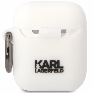 Karl Lagerfeld KLACA2SILKCW valkoinen silikoninen suojus AirPods 1/2:lle Karl & Choupette