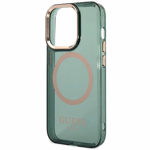 Guess GUHMP14XHTCMA iPhone 14 Pro Max 6.7 vihreä/khaki kovakuori Gold Outline Translucent MagSafe