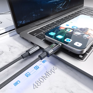 Choetech XCC-1068 PD 60 W USB-C - USB-C kaapeli näytöllä 1,2 m - musta