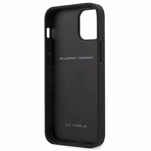Ferrari FESNECHCP12SBK iPhone 12 mini 5.4" musta/musta kovakotelo On Track PU Hiili