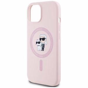 Karl Lagerfeld Silikoninen Karl&Choupette MagSafe iPhone 15 Plus:lle Suojakuori - Vaaleanpunainen