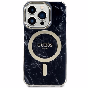 Guess GUHMP14XPCUMAK iPhone 14 Pro Max 6.7 musta/musta suojakuori Marble MagSafe
