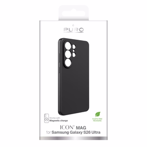 Puro ICON MAG suojakuori Samsung Galaxy S26 Ultra:lle silikoni yhteensopiva MagSafen kanssa - musta