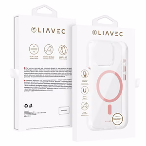 Liavec Glossy MagSafe Clear Case for iPhone 16 Pro pink