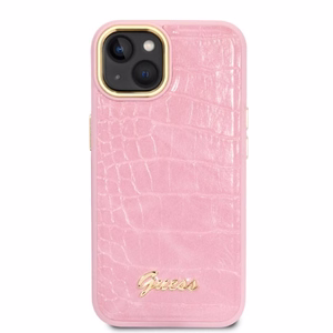 Guess Croco Collection kotelo iPhone 14 - vaaleanpunainen