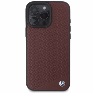 BMW Sign Nahkainen Diamond Metal Logo MagSafe Suojakuori iPhone 16 Pro Max:lle - Punainen