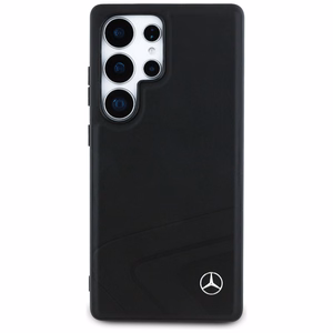 Mercedes Nahkainen Horizontal Debossed Curves MagSafe Suojakuori Samsung Galaxy S25 Ultralle - musta