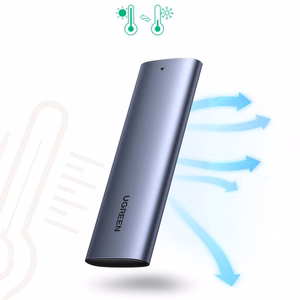 Ugreen M.2 SSD-kotelo USB 3.2 Gen 2 (SuperSpeed USB 10 Gbps) + USB Type-C kaapeli 0,5m harmaa (CM400 10902)
