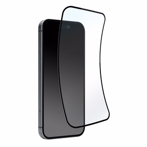 Puro Flexible Glass D3O Hybridilasi mustalla kehyksellä iPhone 16 Pro:lle