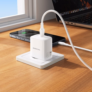 Borofone Wall charger BN31 Cargador GaN - 2xType C - QC 3.0 PD 45W white