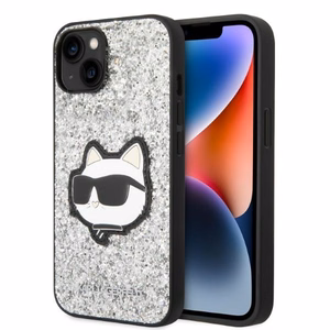 Karl Lagerfeld KLHCP14SG2CPS iPhone 14 6.1" hopeinen/hopeinen kovakuori Glitter Choupette Patch