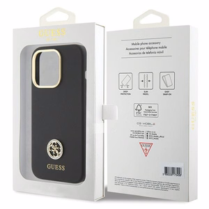 Guess Silicone Logo Strass 4G case for iPhone 15 Pro Max - black