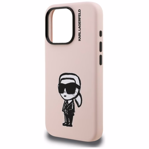 Karl Lagerfeld Silikoninen Karl Sketch MagSafe Suojakuori iPhone 16 Pro Max:lle - Vaaleanpunainen
