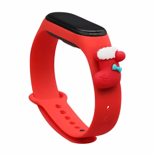 Hihna Xmas Xiaomi Mi Band 3 / 4 joulu Silikoni hihna rannekoru sukka - punainen