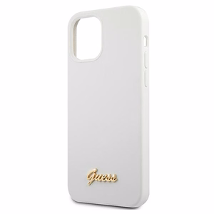 Guess GUHCP12SLSLMGWWH iPhone 12 mini 5.4" valkoinen/valkoinen kovakotelo Metal Logo Script