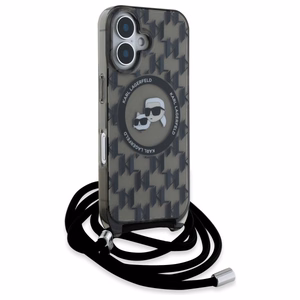 Karl Lagerfeld IML Crossbody Monogram Karl & Choupette Head MagSafe iPhone 16 Case - Black