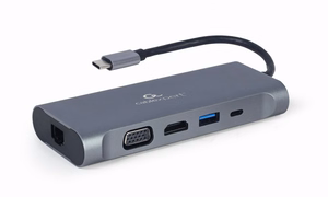 Gembird A-CM-COMBO7-01 kannettavan tietokoneen telakka/porttitoistin USB 3.2 Gen 1 (3.1 Gen 1) Type-A harmaa