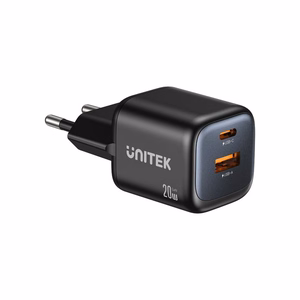 UNITEK 2x GAN 20 W verkkolaturi, musta