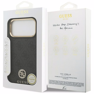 GUESS Suojakuori IPHONE 17 Pro Max MagSafe GUHMP17XP4GRMDEK (PU W/ 4G Strass Logo) musta