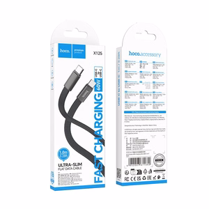 Hoco X125 Litteä Kaapeli USB-C – USB-C 3A 60W 1m musta