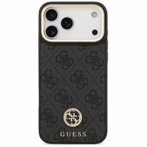 Guess 4G Strass Logo & Big Strap Metal Buttons MagSafe suojakuori iPhone 17 Pro Max - musta