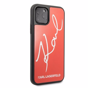 Karl Lagerfeld Signature Glitter Case iPhone 11 Pro Maxille - punainen