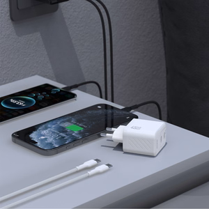 Dudao A28PCEU PD 45W GaN 2xUSB-C seinälaturi USB-C kaapelilla - valkoinen