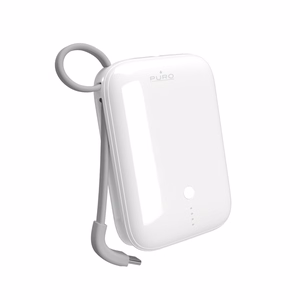 Puro Power Link 10 Plus 10000mAh tehopankki sisäänrakennetulla USB-C-kaapelilla - valkoinen