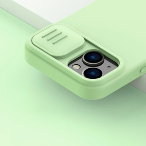 Nillkin CamShield Silky Silikonikotelo iPhone 14 Plus Kotelo kameran suojuksella Musta