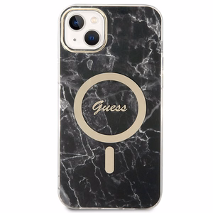 Set Guess GUBPP14SHMEACSK suojakuori + laturi iPhone 14 6.1 musta/musta kova suojakuori Marble MagSafe