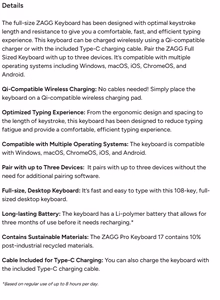 ZAGG Pro Keyboard 17 inch Full Size, hiilenharmaa, Nordic (langaton lataus latausalustalla)